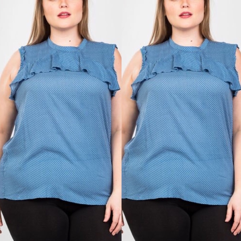 Sleeveless polka dot blouse